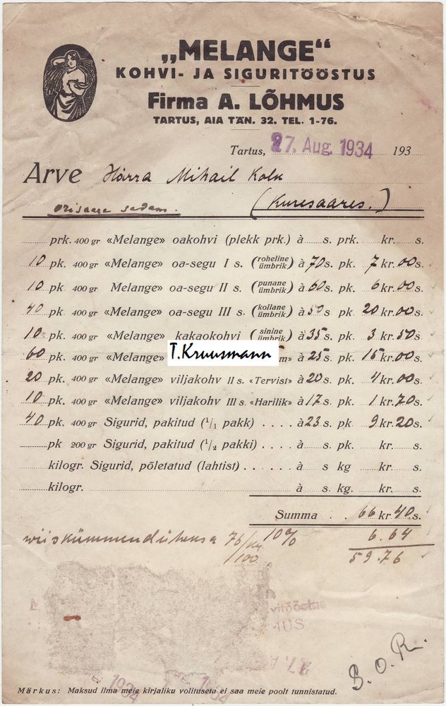 A_Lõhmus_Melange_Tartus_Arve_27.08.1934