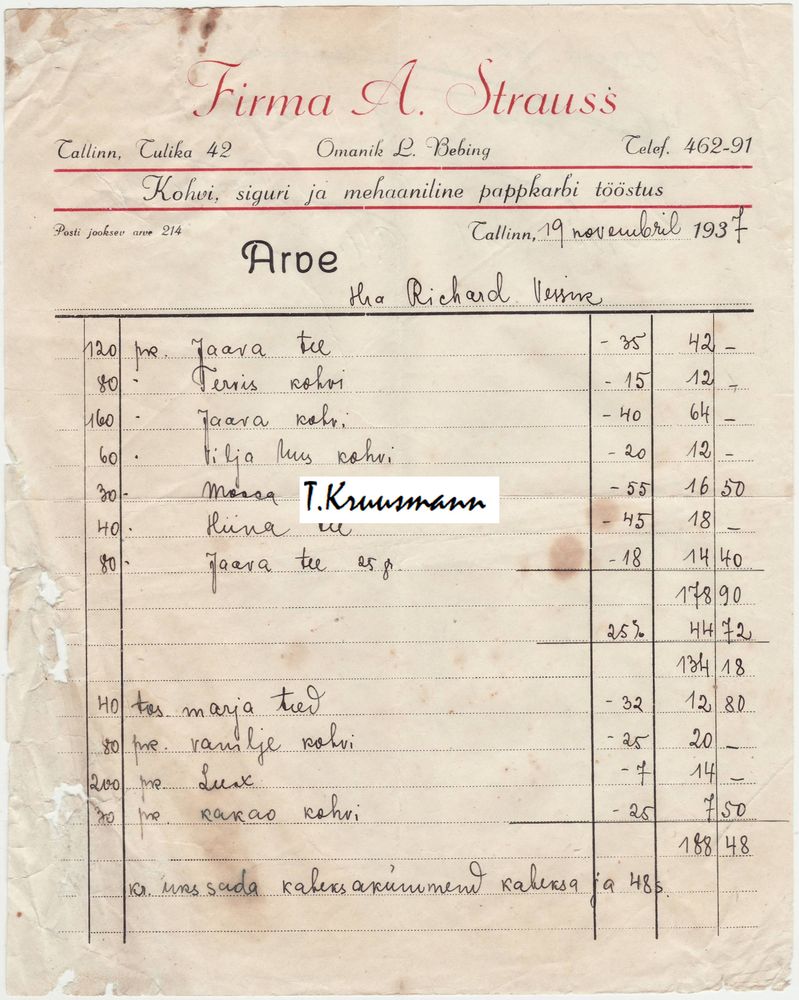 Bebing_firma_A_Strauss_Tallinn_Arve_19.11.1937
