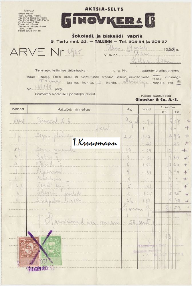GinovkerCo_Tallinn_Arve_Nr_2905