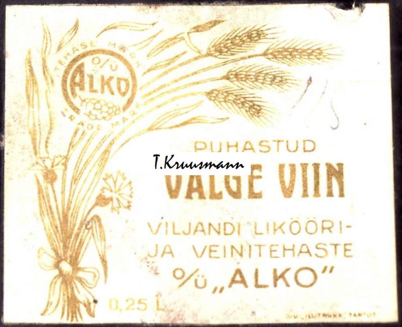 OÜ_ALKO_Viljandi_Valge_Viin_0.25L_pudelil