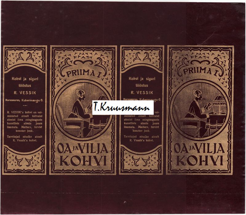 R_Vessik_Kohvi_ja_siguri_tööstus_Kuresaares_Oa_ja_vilja_kohvi_Priima_I