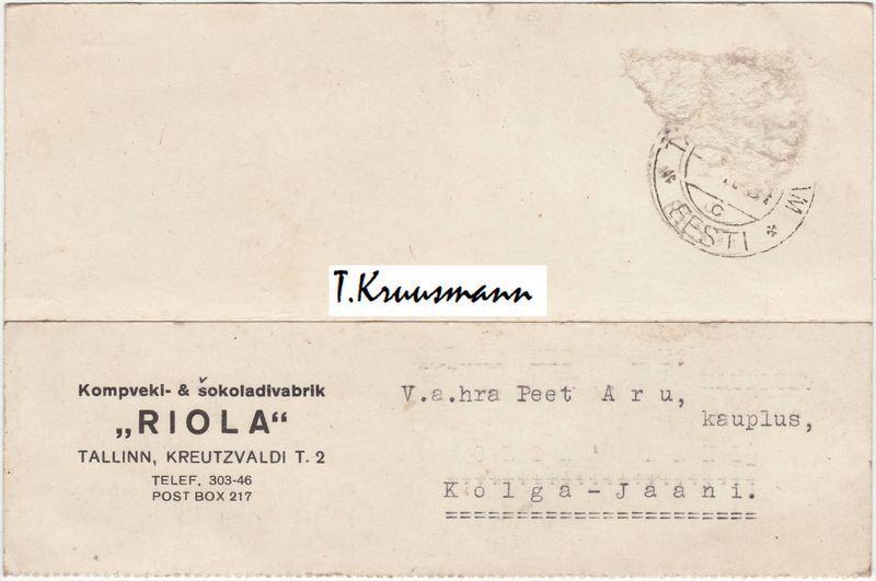 Riola_Tallinn_postkaart_A