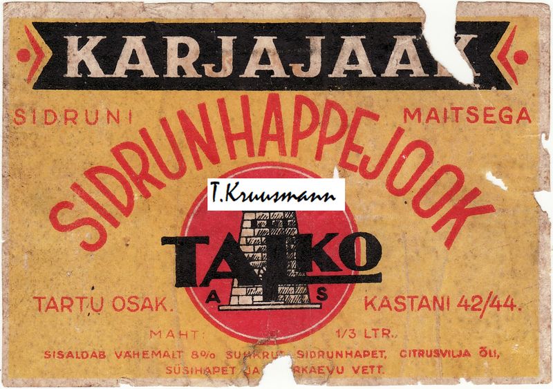 Talko_Tartu_osak._Karjajaak_Sidruni_maitsega_Sidrunhappejook
