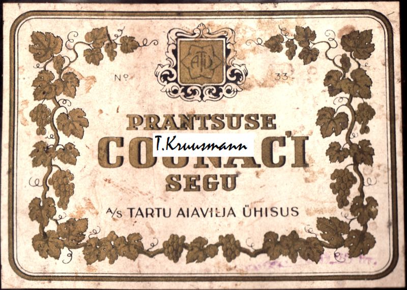 Tartu_Aiavilja_Ühisus_Prantsuse_Cognaci_segu_pudelil